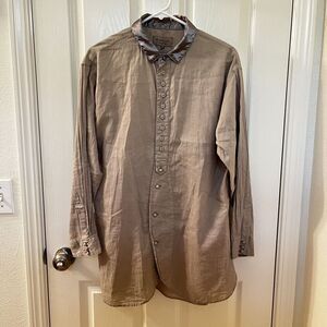 Vlas Blomme Collared Button Front Tunic Top Silk Linen Blend Lagenlook Women's 2